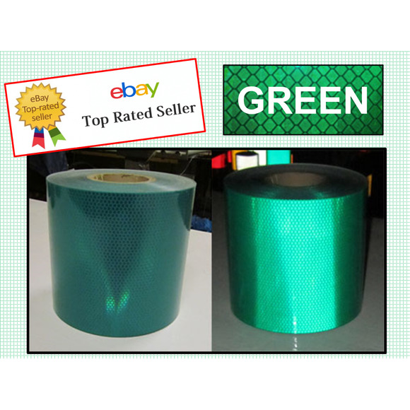 GREEN Reflective Diamond Grade Safety Tape Sticker Adhesive Caution Tape 4" x 9" - Picture 1 of 10